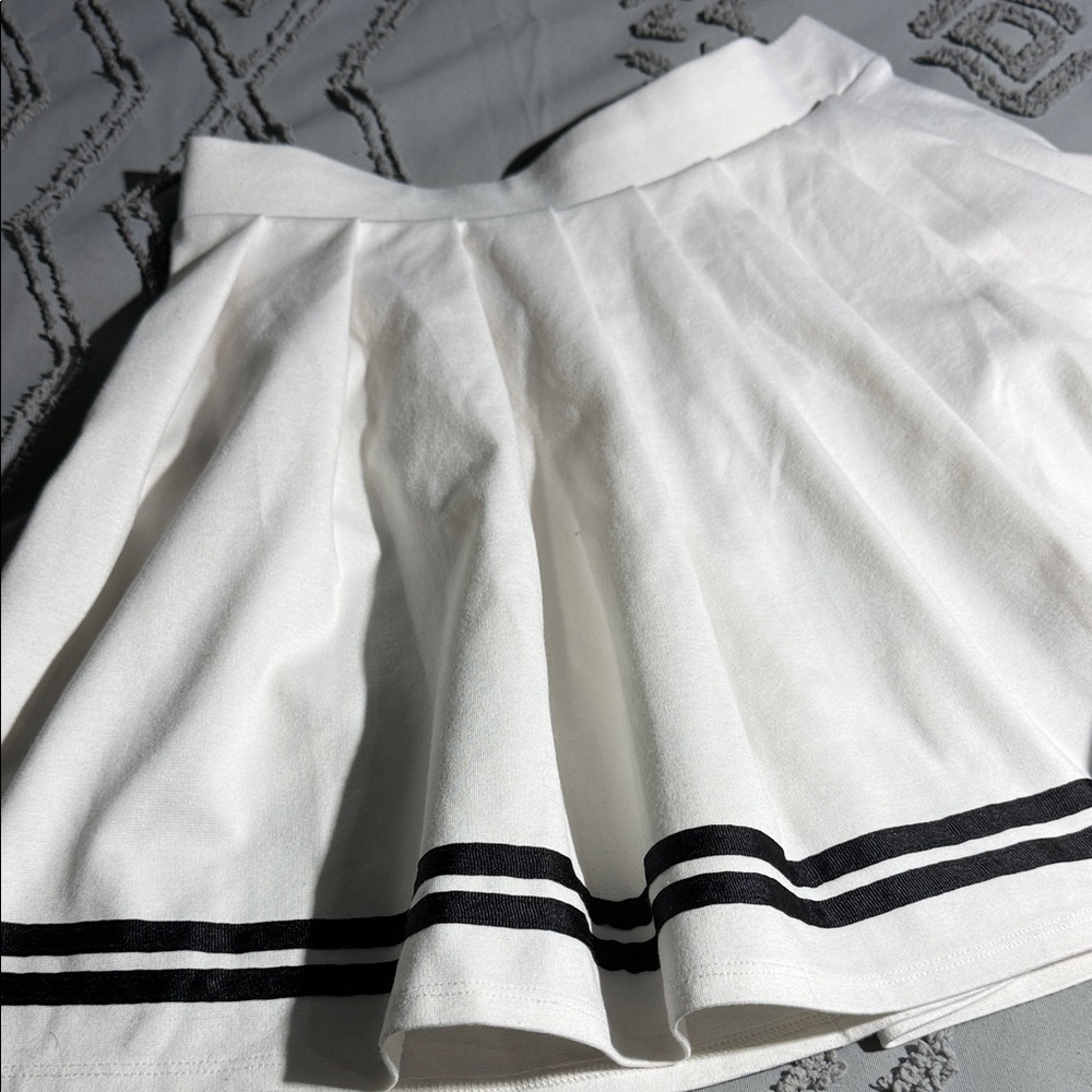 Wild Fable White Skater Skirt with Black Stripes